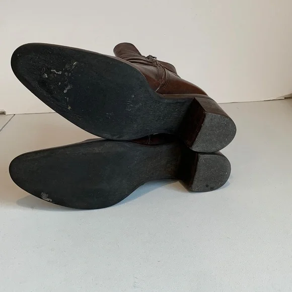 Vic Matie Women’s Size 38 Brown Leather 2.5” Block Heel Western Ankle Boots - Picture 9 of 15